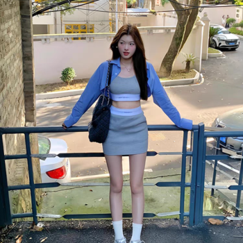 一整套减龄春季穿搭衬衫外套轻熟风吊带背心上衣包臀半身裙三件套