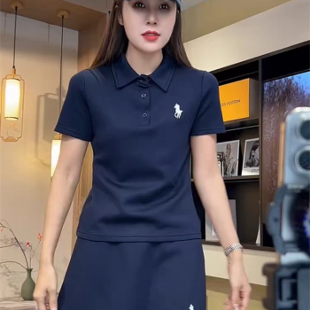 2025年夏季新款时尚运动休闲小马刺绣短袖衬衫女款短裙两件套装裙
