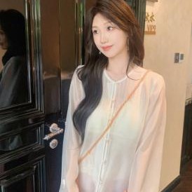 果果家 冰清玉洁/新中式国风薄款长袖衬衫女夏2025新款单排扣上衣