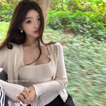 CloudSweet白云甜Polaberry娇宠 法式针织开衫吊带气质套装女春夏