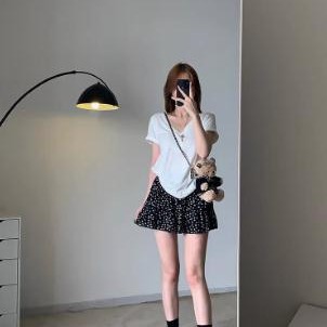 甜盐韩妹~垂感棉麻碎花半身裙蛋糕裙夏季高腰百搭显瘦甜美a字短裙